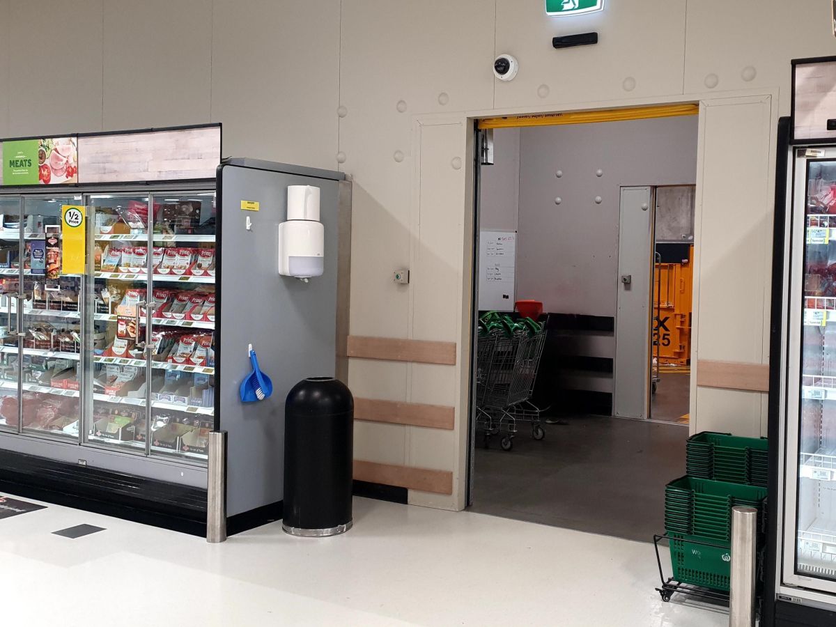 An open Movidor HS35 high speed rapid door rapid door viewed inside WW Meadorbrook