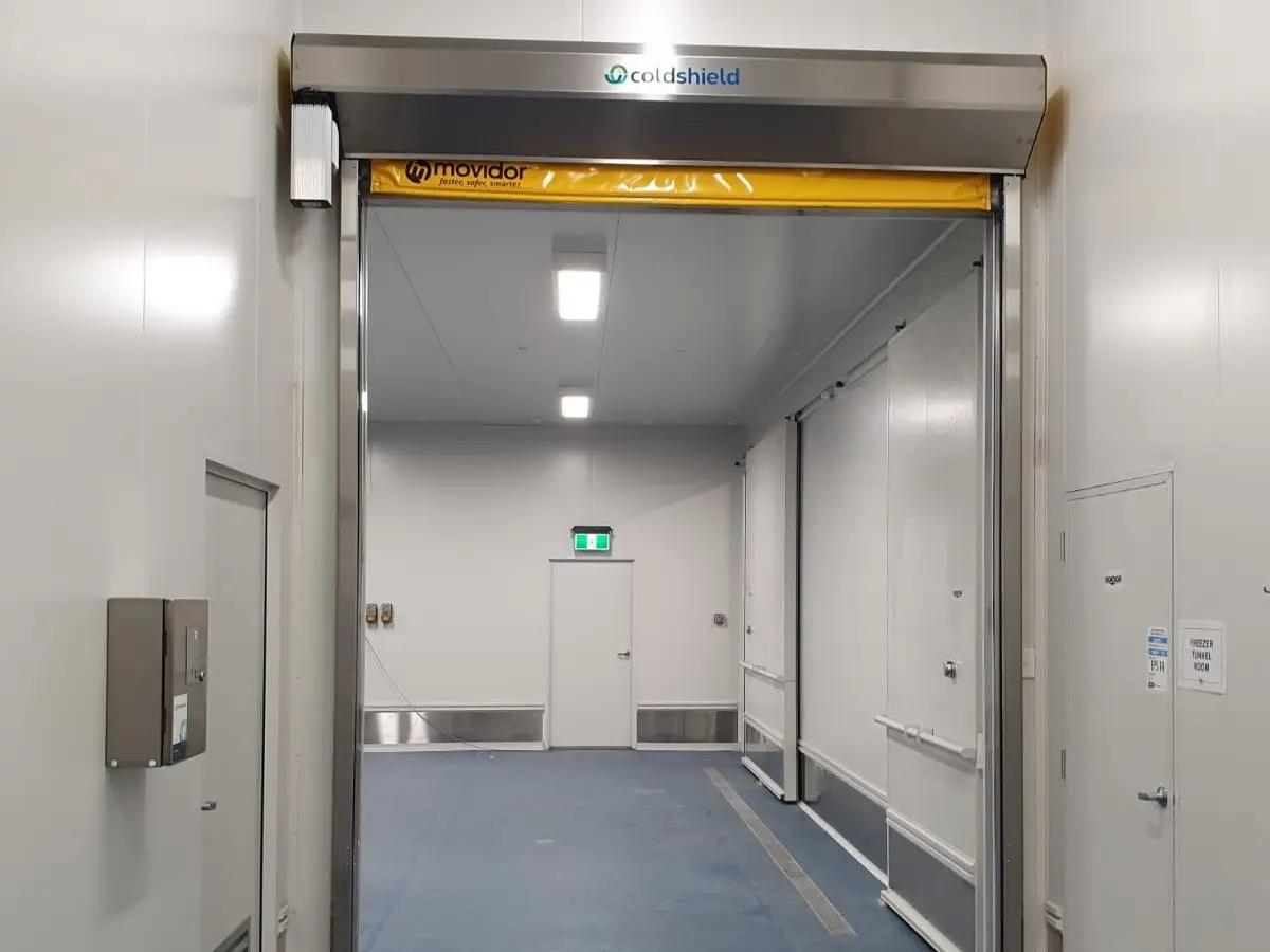 An open rapid door inside a factory of Earlee