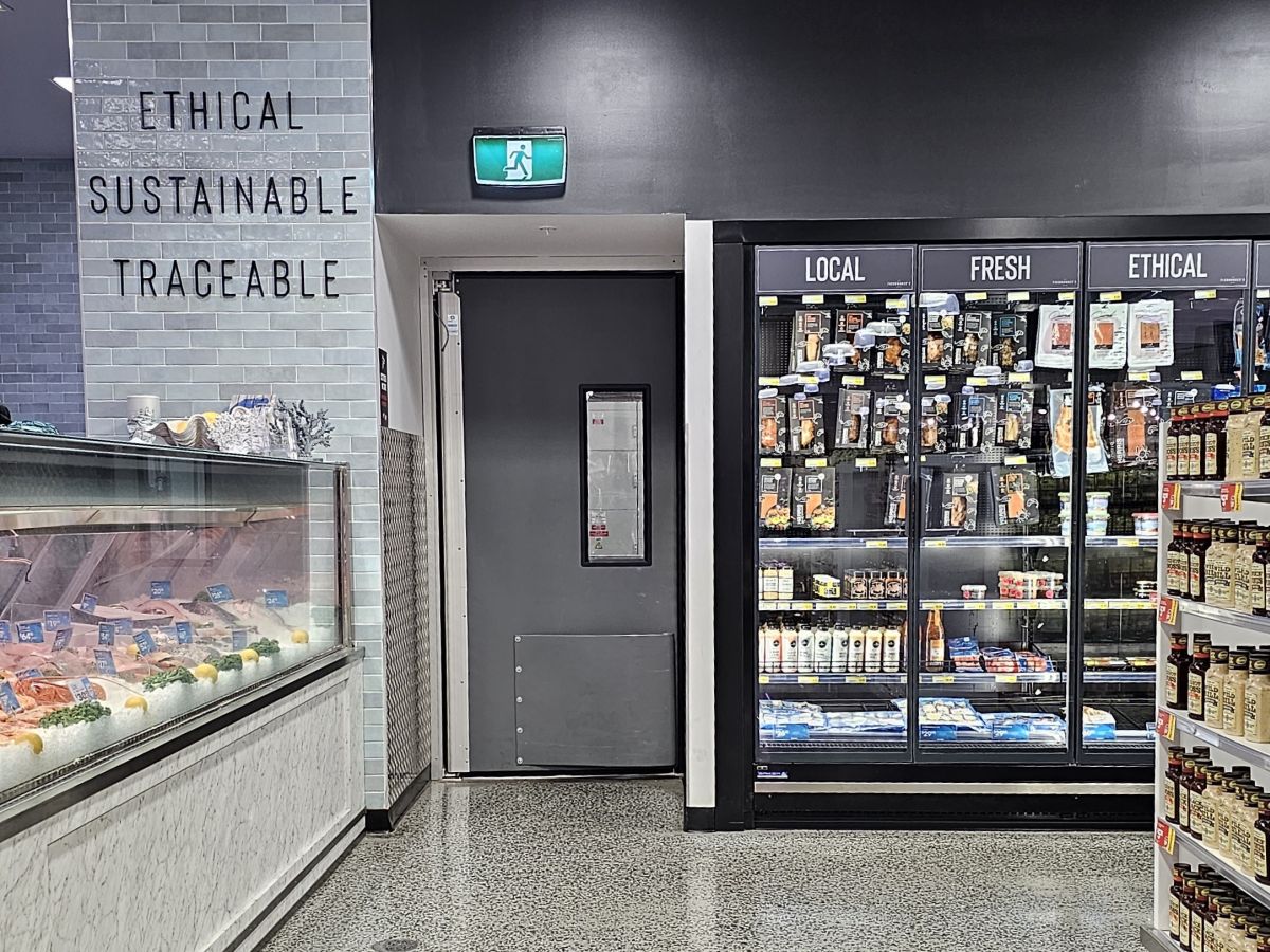 A 4500 series traffic door inside a supermarket.