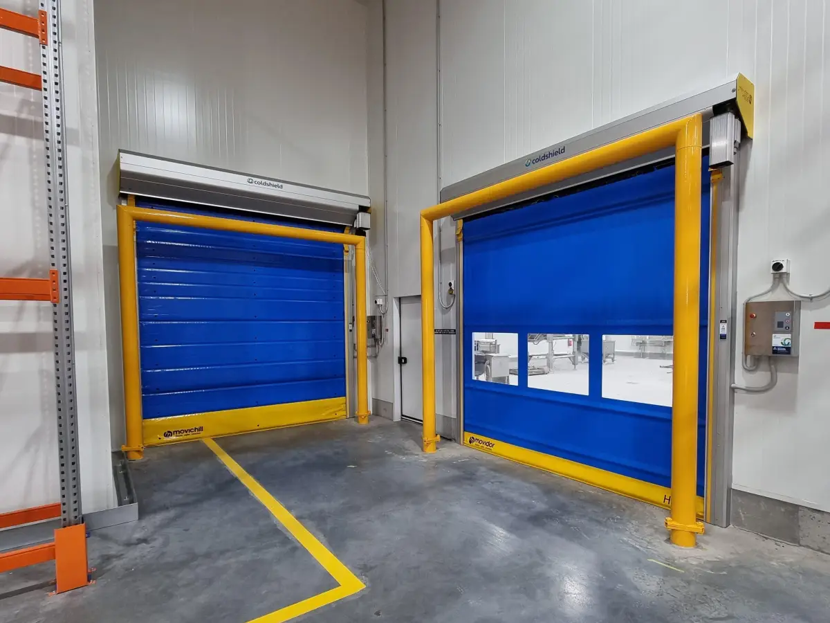 Industry-leading Movichill insulated high speed door and Movidor rapid roller door in a refrigerated cold storage warehousing facility of YouFoodz