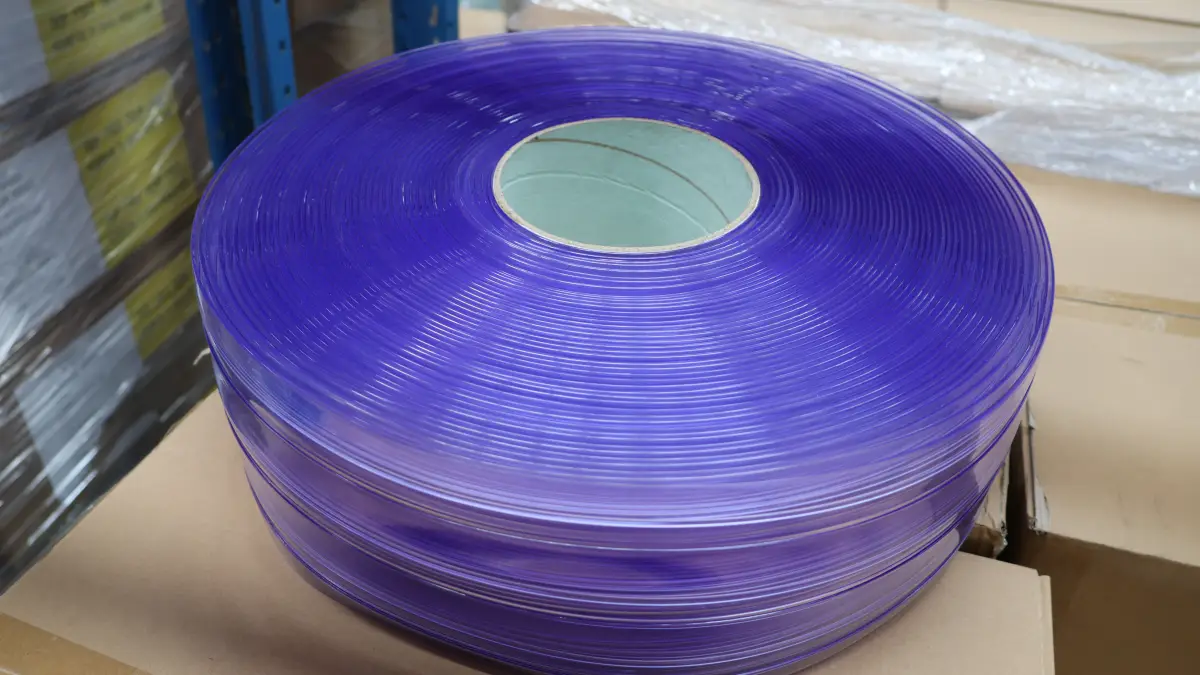 A PVC strip curtain roll, Duraflex variant. Can be cut to length for clear PVC curtain strips used in PVC strip door curtains