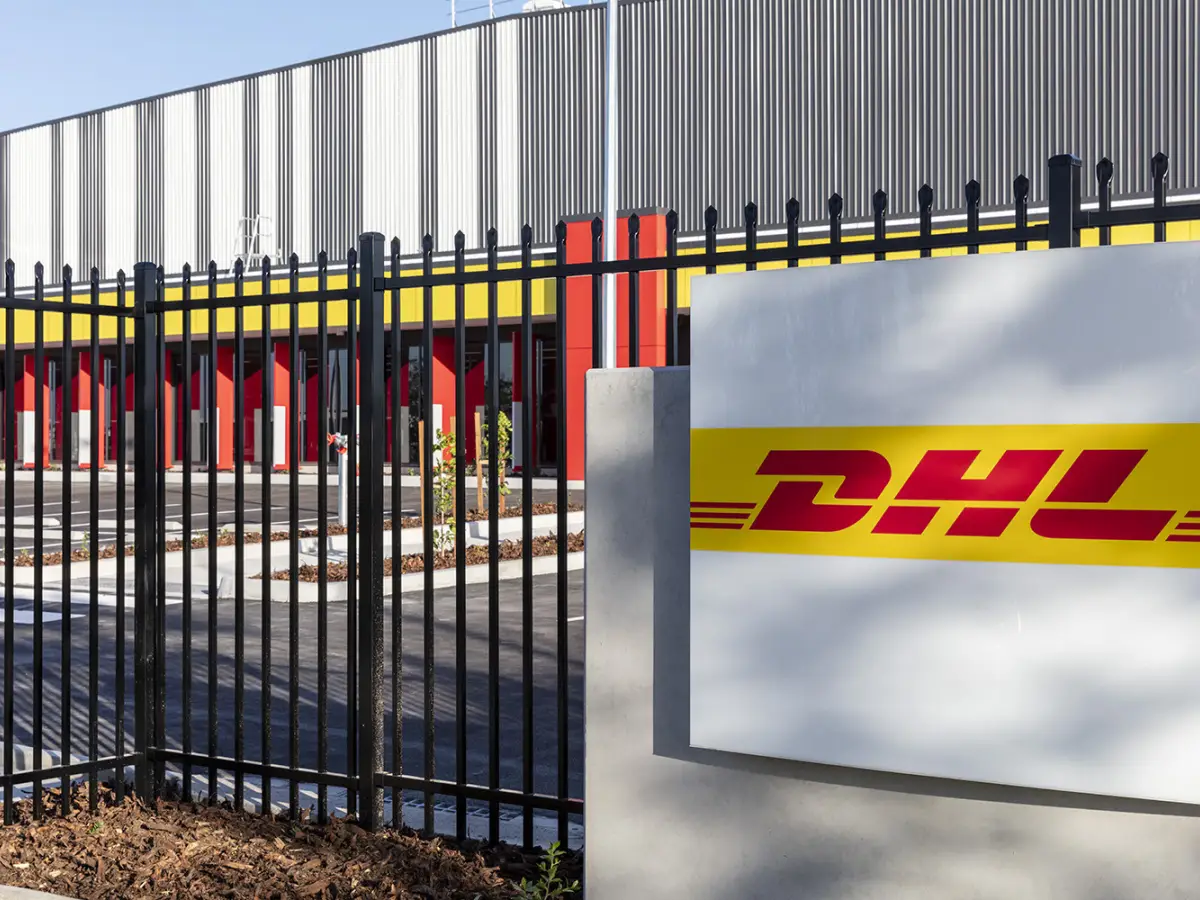 Exterior of DHL Brisbane fulfilment centre where Coldshield installed insulated sectional doors, Movidor rapid roller doors, a Movichill rapid roller doors, insulated roller shutters, and air curtains