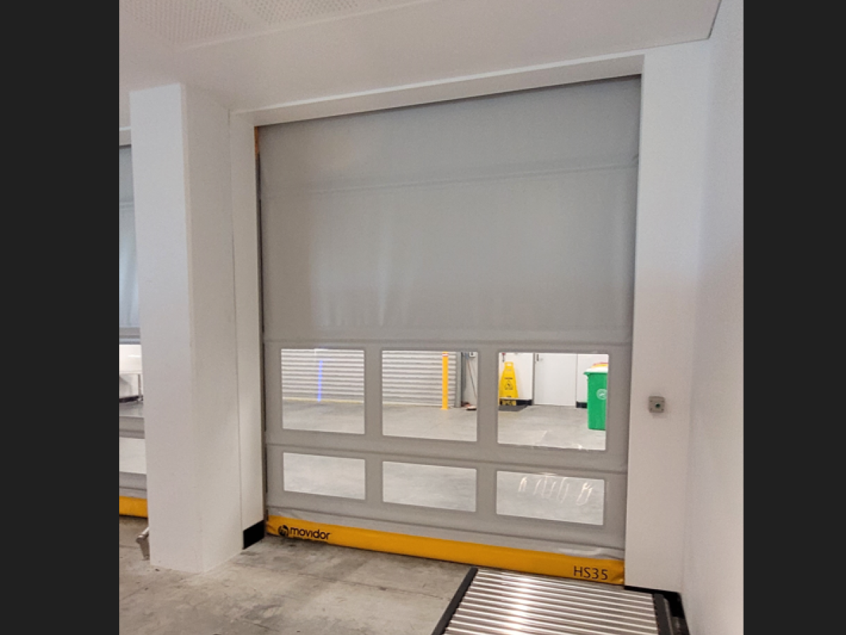 An HS series Movidor rapid roller door manufactured and installed by Coldshield at the Port of Brisbane
