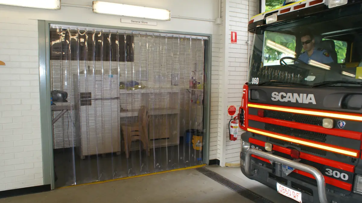 Plastic strip doors with heavy track system