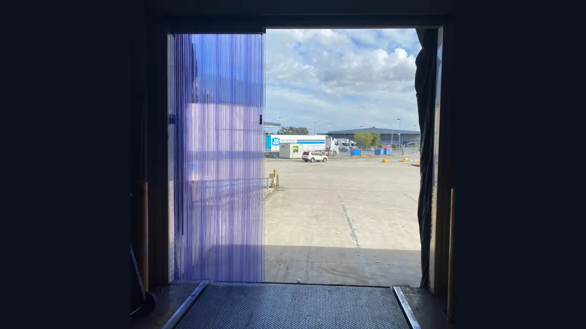 Sliding track pvc strip doors open