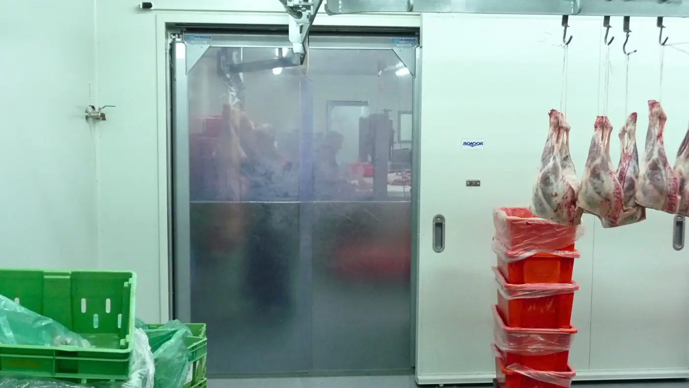 pvc doors in a meat plant