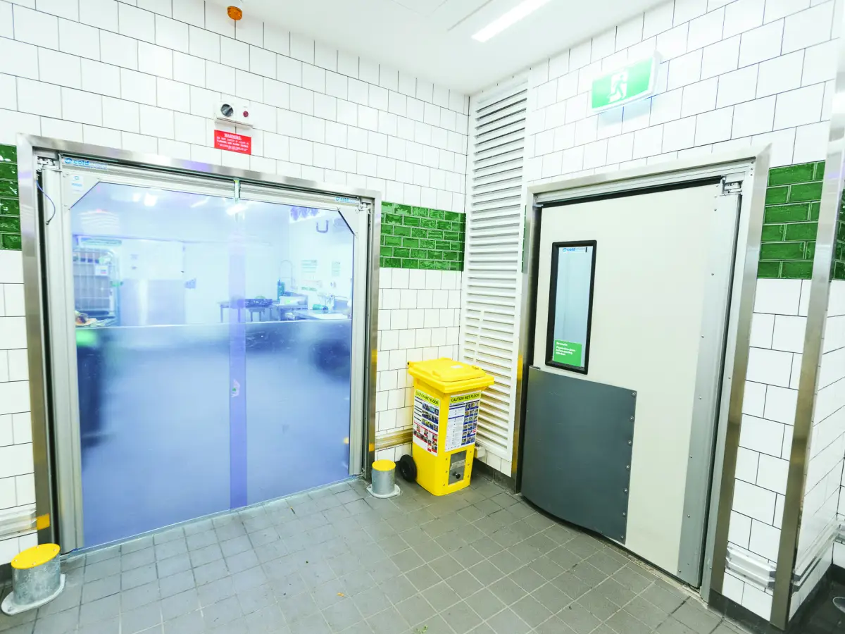 pvc swinging doors in a meat plant