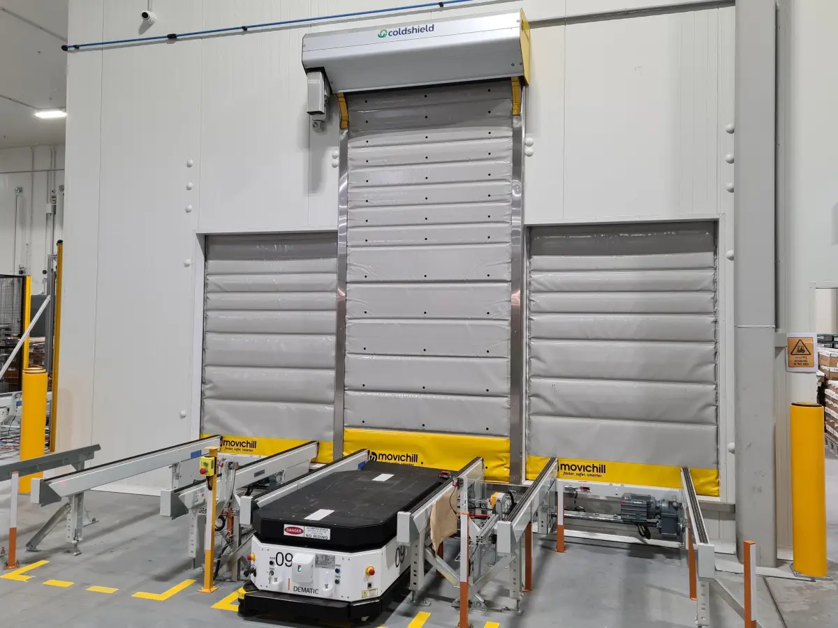 A set of three Movichill high speed insulated doors at a refrigerated warehouse in the Port of Brisbane