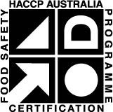 A Hazard Analysis and Critical Control Point certification logo.